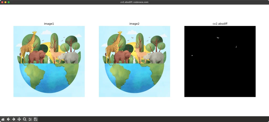 cv2.absdiff サンプルコードの結果