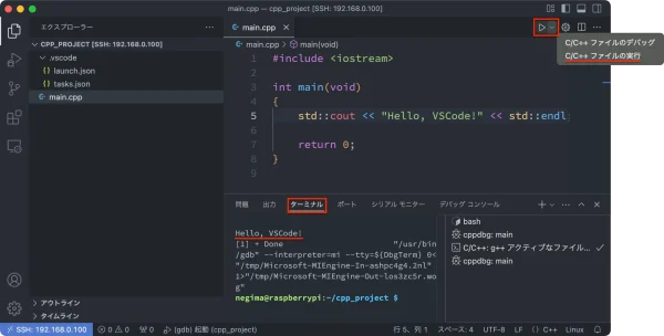 VS Code : プログラムの実行